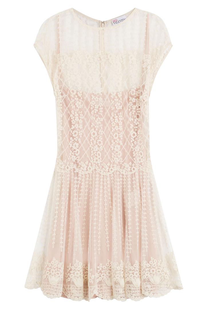 Red Valentino Red Valentino Dress With Lace Overlay - White