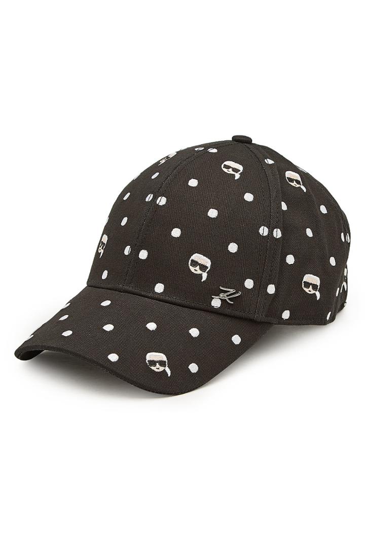 Karl Lagerfeld Karl Lagerfeld Karl Polka Dot Embroidered Cotton Baseball Cap