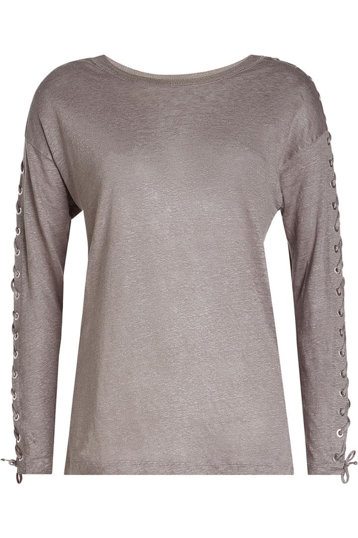 Iro Iro Linen T-shirt With Lace-up Details