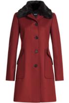Jil Sander Navy Jil Sander Navy Wool Coat With Faux Fur Collar - Red