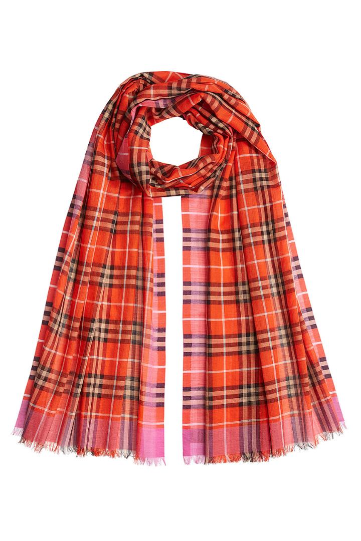 Burberry Burberry Vintage Check Printed Wool-silk Scarf