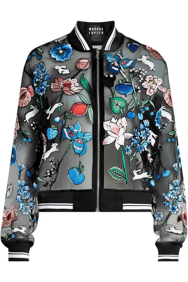 Markus Lupfer Markus Lupfer Embroidered Silk Organza Bomber