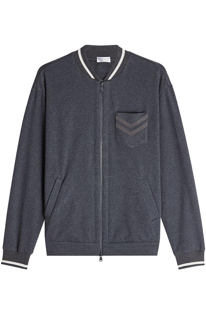 Brunello Cucinelli Brunello Cucinelli Zipped Cotton Jacket With Embellishment