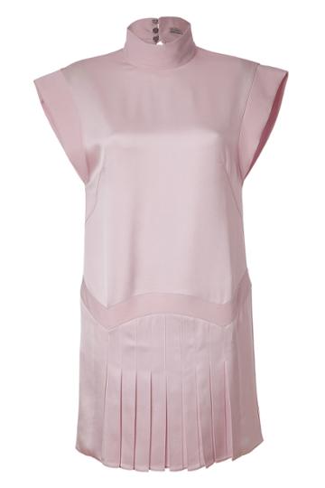 Hakaan Hakaan Pale Pink Pleated Tulip Dress