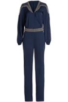 Emilio Pucci Emilio Pucci Stretch Silk Studded Jumpsuit - Blue