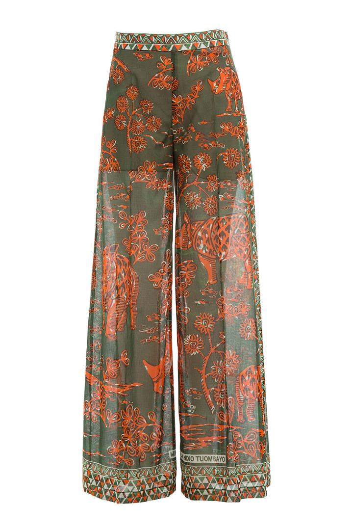 Valentino Valentino Printed Cotton Wide Leg Pants