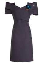 Delpozo Delpozo Embellished Off-shoulder Dress In Wool And Silk