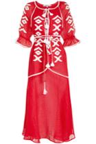 March11 March11 Serena Embroidered Linen Midi Dress