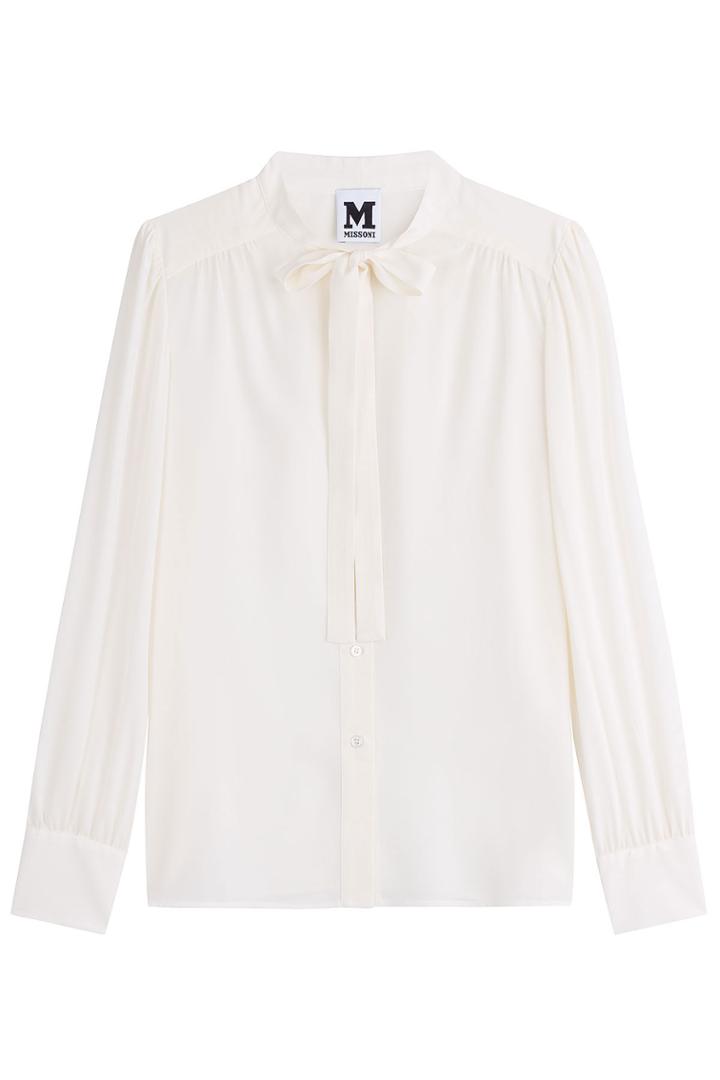 M Missoni M Missoni Silk Tie Neck Blouse - White
