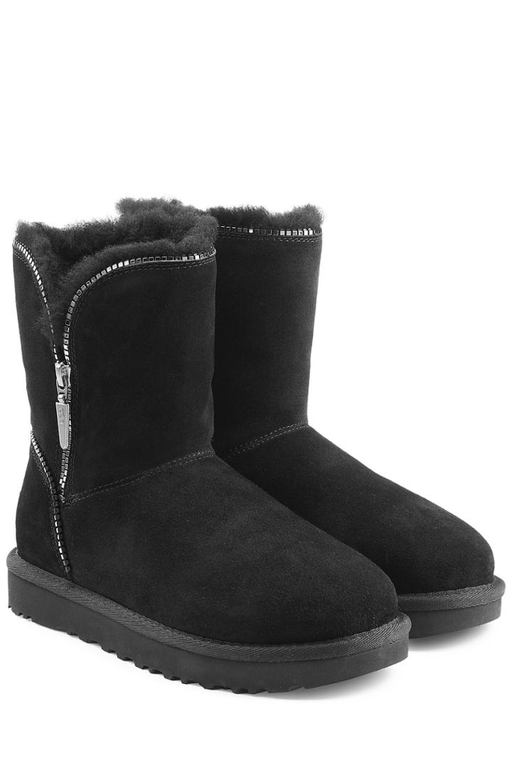 Ugg Australia Ugg Australia Classic Suede Mid Boots With Zip Trim - Black