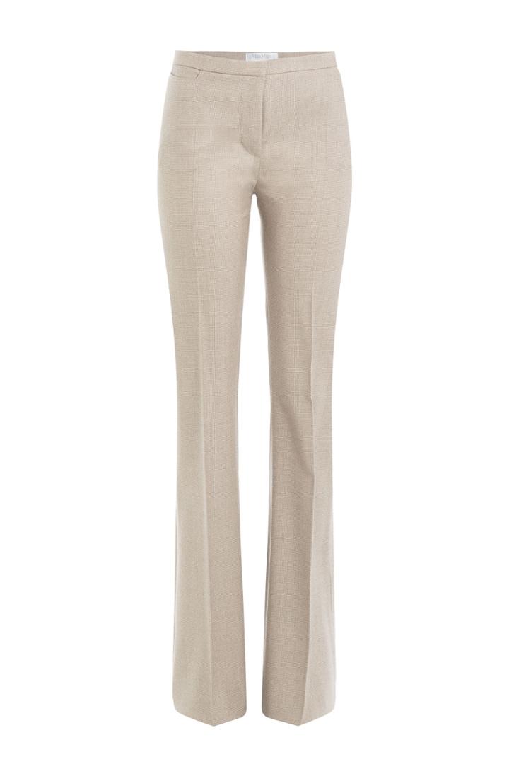Max Mara Max Mara Micro Check Wool Flared Pants - Beige