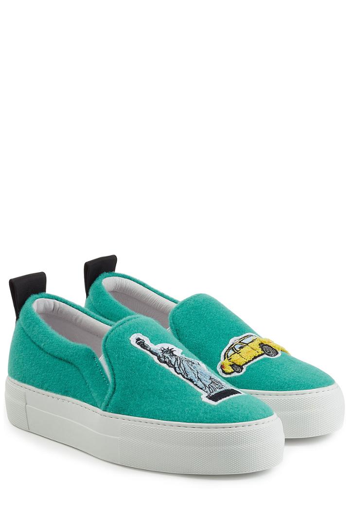 Joshua Sanders Joshua Sanders Felted Wool Slip-on Sneakers - Turquoise