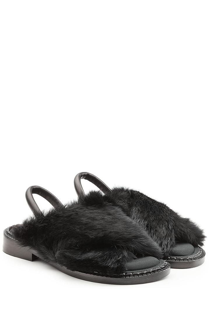 Robert Clergerie Robert Clergerie Leather Sandals With Rabbit Fur