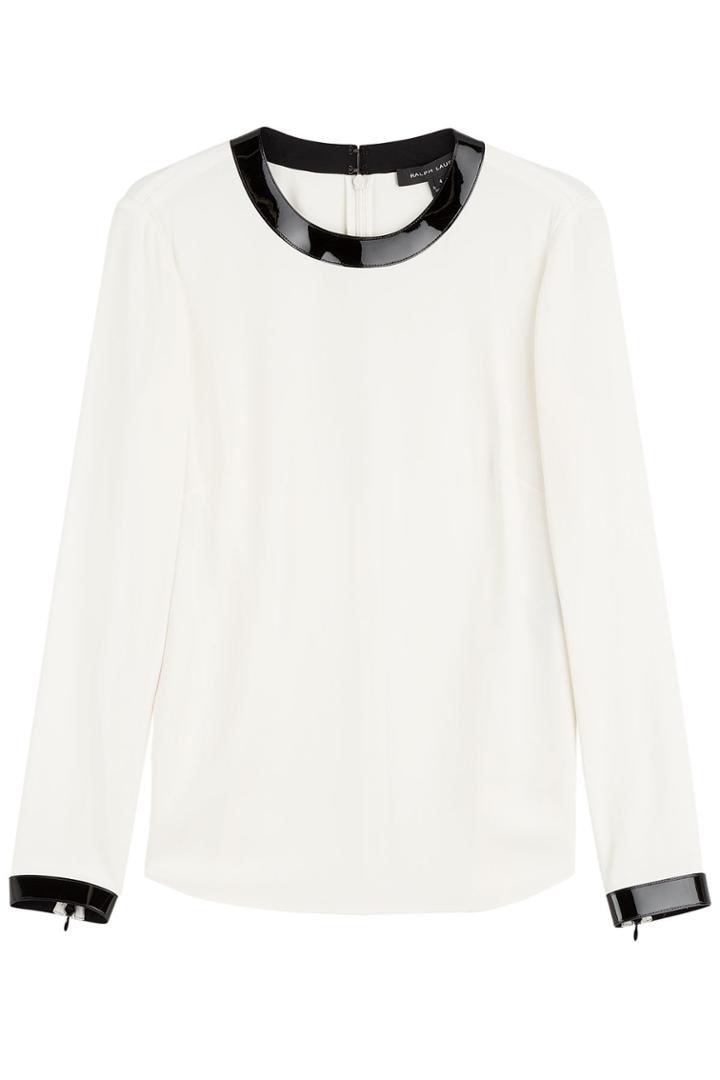 Ralph Lauren Black Label Ralph Lauren Black Label Blouse With Patent Leather Trims - White