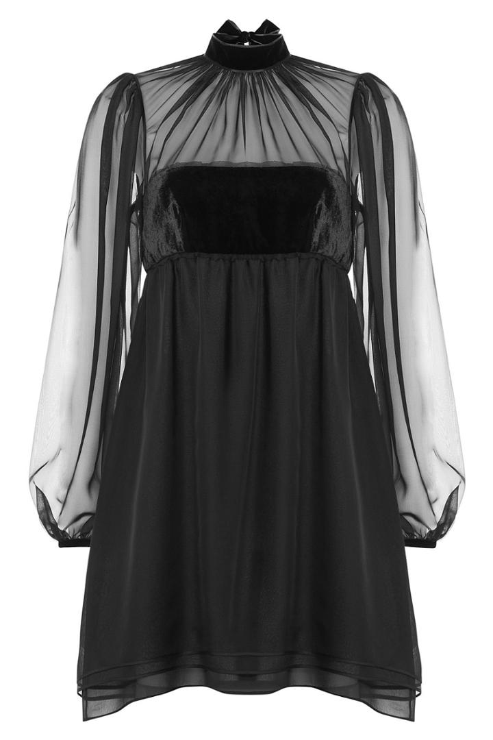 Emilio Pucci Emilio Pucci Silk Chiffon Dress With Velvet - Black
