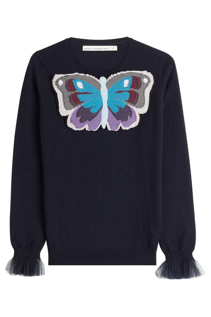 Mary Katrantzou Mary Katrantzou Cashmere Pullover With Sheer Cuffs - Blue