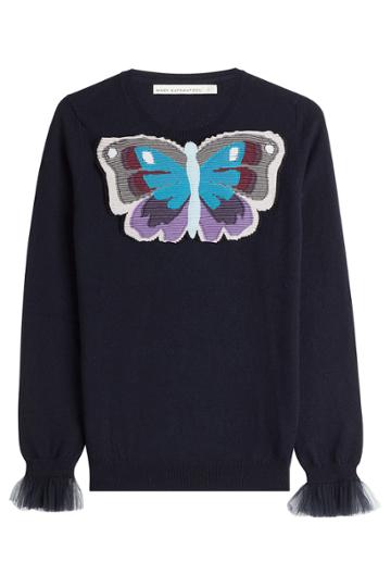 Mary Katrantzou Mary Katrantzou Cashmere Pullover With Sheer Cuffs - Blue