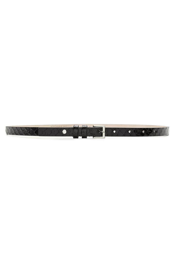 Alexander Mcqueen Alexander Mcqueen Python Leather Belt - Black