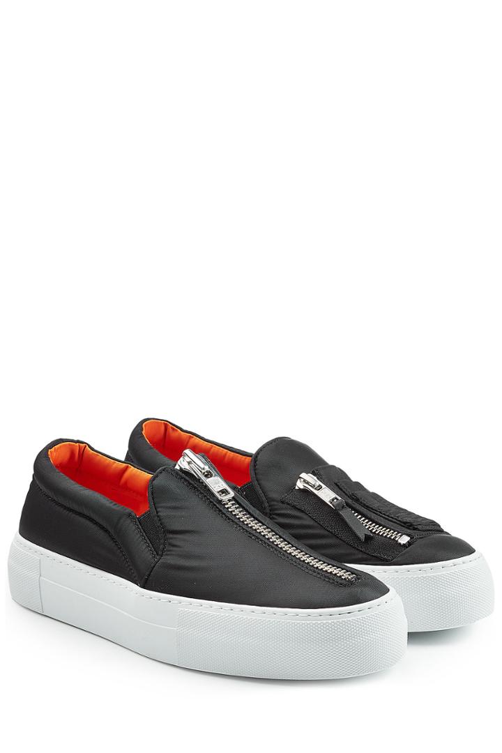 Joshua Sanders Joshua Sanders Fabric Slip On Sneakers With Zippers - Black
