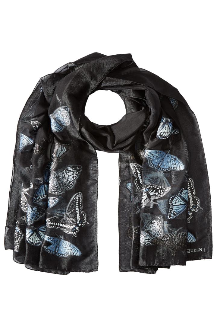 Alexander Mcqueen Alexander Mcqueen Butterfly Embroidered Scarf With Silk - Multicolor