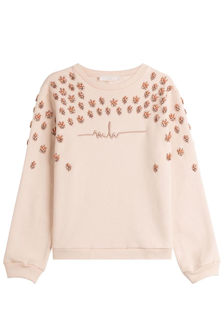 Marina Hoermanseder Marina Hoermanseder Embellished Cotton Sweatshirt - Magenta