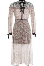The Kooples The Kooples Printed Silk Dress With Lace And Velvet - Florals