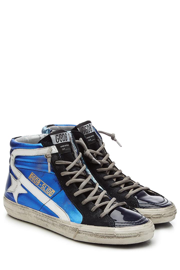 Golden Goose Golden Goose Slide Patent And Metallic Leather Sneakers