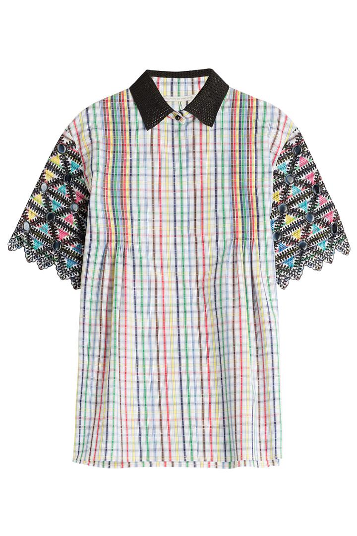 Marco De Vincenzo Marco De Vincenzo Cotton Shirt With Embroidered And Embellished Sleeves - Multicolor