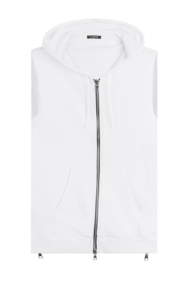 Balmain Balmain Zipped Cotton Vest - White