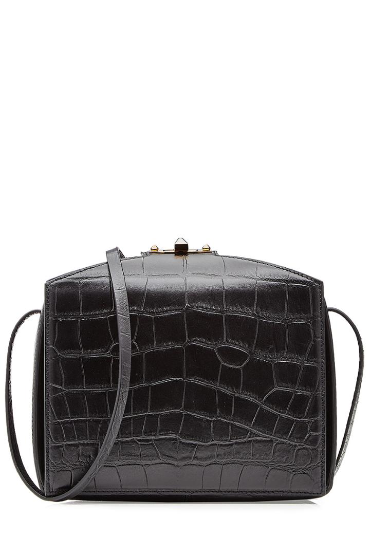 Alexander Mcqueen Alexander Mcqueen Embossed Leather Shoulder Bag - Black