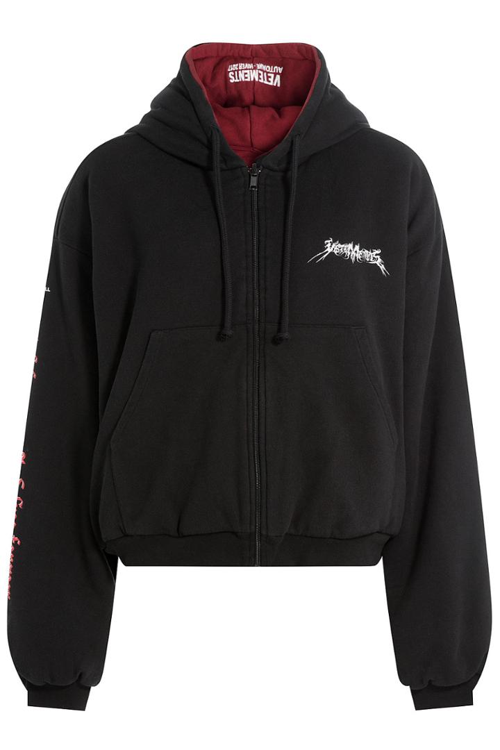 Vetements Vetements Printed Cotton Hoody With Extra Long Sleeves - Black