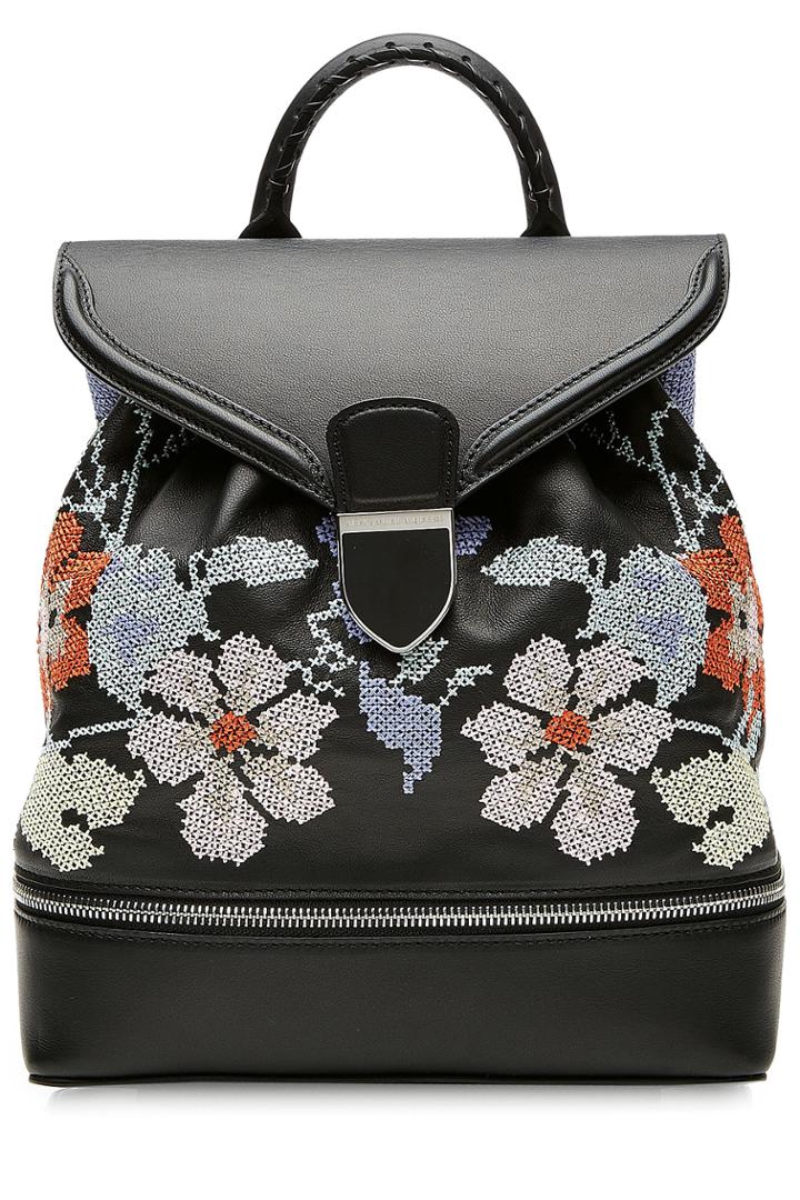 Alexander Mcqueen Alexander Mcqueen Embroidered Leather Backpack - Multicolor