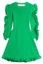 Victoria, Victoria Beckham Victoria, Victoria Beckham Dress With Ruffled Sleeves - Green