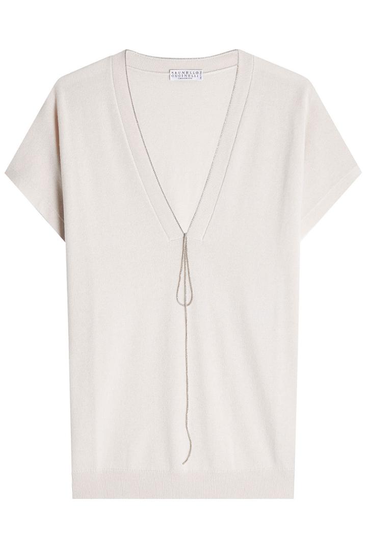 Brunello Cucinelli Brunello Cucinelli Embellished Cashmere Top - Beige