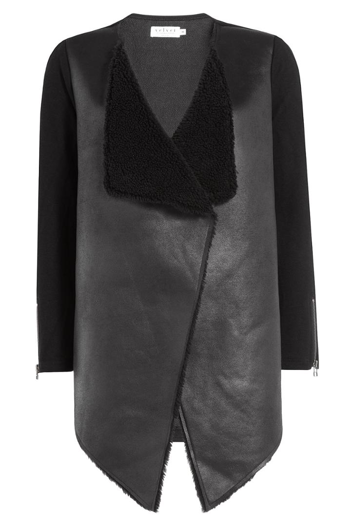 Velvet Velvet Faux Leather And Shearling Jacket - Black