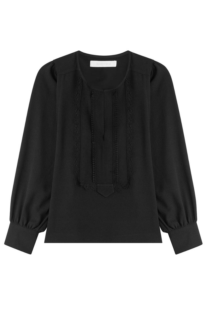 See By Chloé See By Chloé Crepe Top With Embroidered Lace Trim