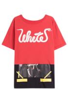 Off White Off White Patchwork Printed Cotton T-shirt - Red