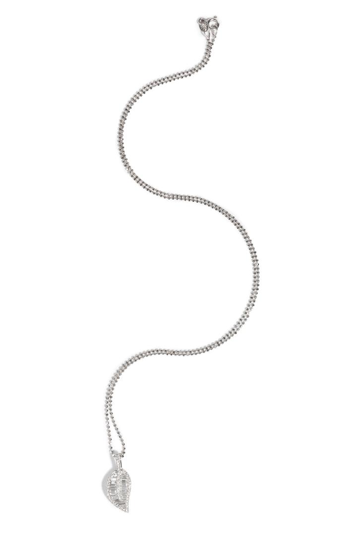 Anita Ko Anita Ko 18kt White Gold Leaf Pendant Necklace With Diamonds - Silver