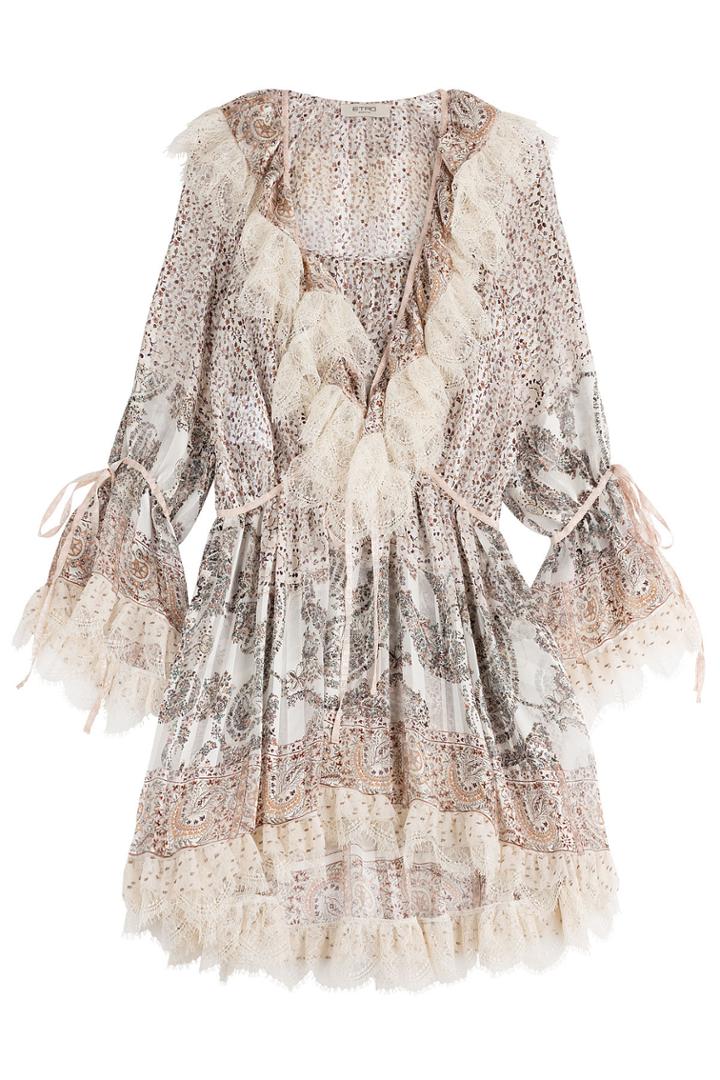 Etro Etro Printed Silk Dress With Lace