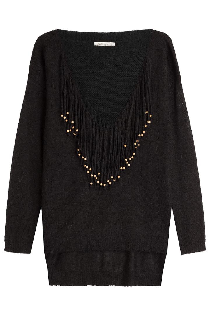 Mes Demoiselles Mes Demoiselles Pullover With Beaded Fringe - Black