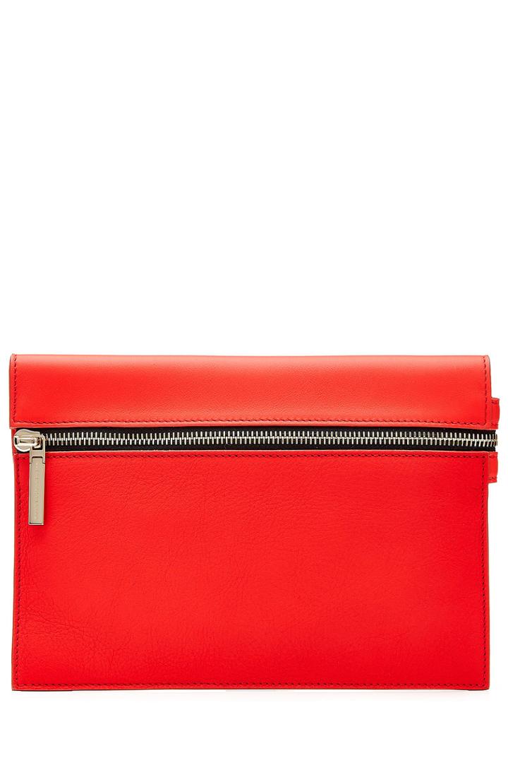 Victoria Beckham Victoria Beckham Small Zip Leather Clutch - Red
