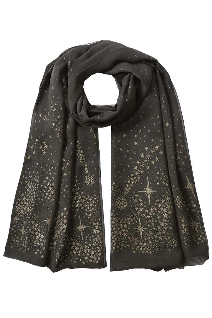 Alexander Mcqueen Alexander Mcqueen Silk Metallic Moon Stars Scaf - Multicolor