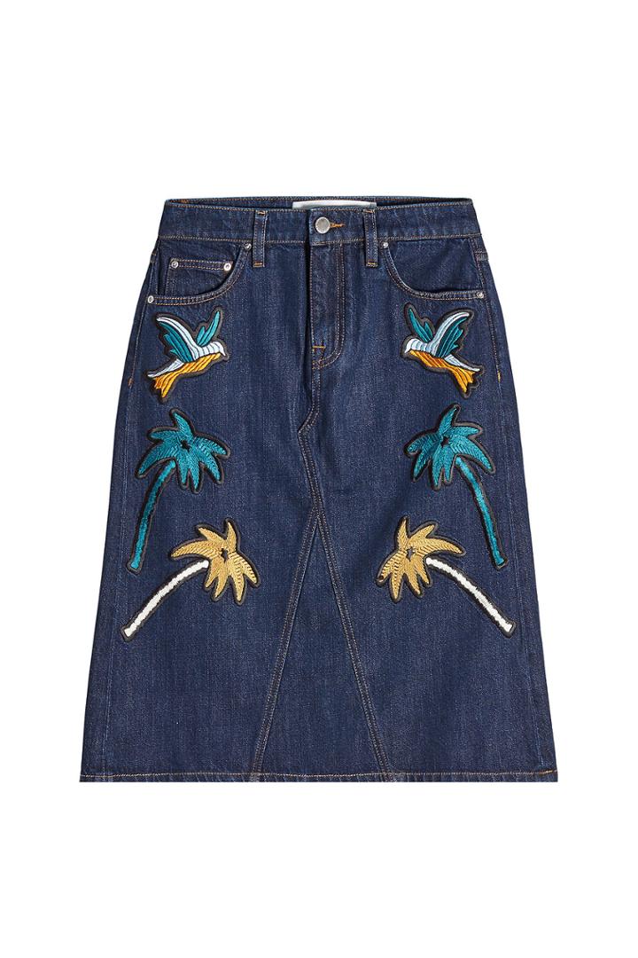 Victoria, Victoria Beckham Victoria, Victoria Beckham Embroidered Denim Skirt