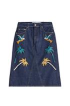 Victoria, Victoria Beckham Victoria, Victoria Beckham Embroidered Denim Skirt