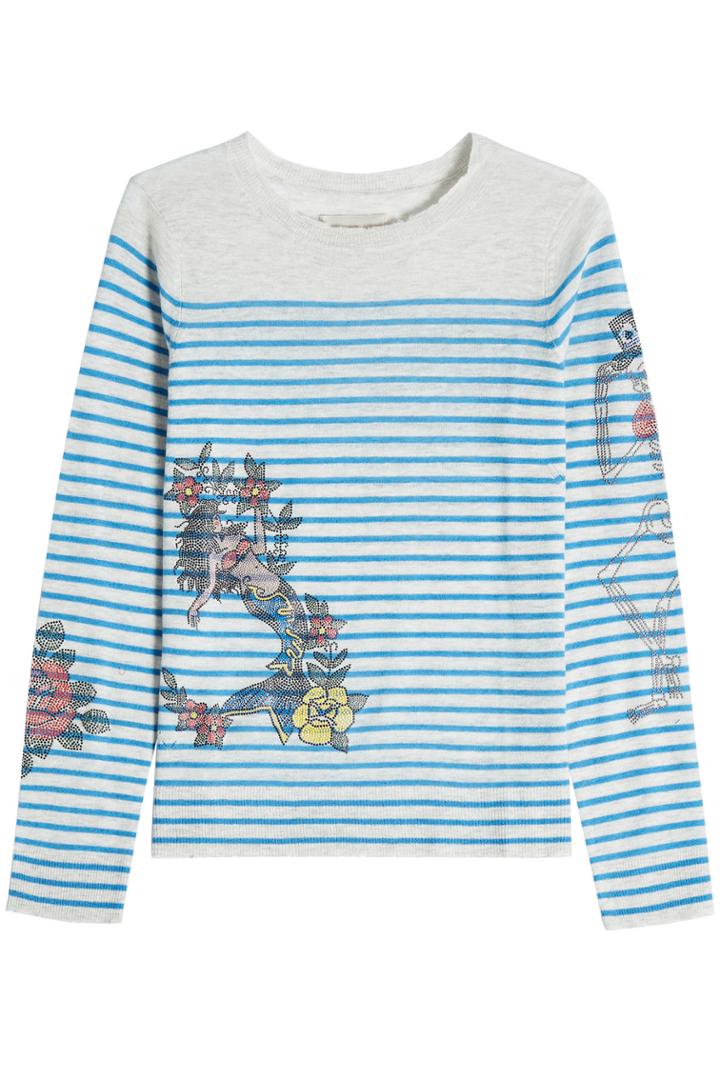 Zadig & Voltaire Zadig & Voltaire Striped And Embellished Cashmere Top