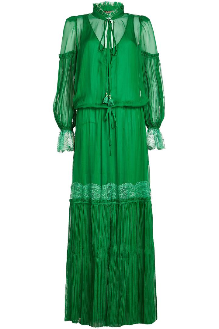 Roberto Cavalli Roberto Cavalli Silk Dress With Lace And Pleats