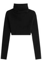 Valentino Valentino Cropped Virgin Wool And Cashmere Pullover With Turtleneck - Black