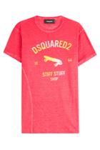 Dsquared2 Dsquared2 Printed Cotton T-shirt With Linen - Red