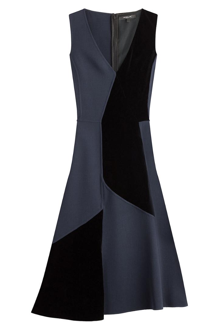 Derek Lam Derek Lam Patchwork Wool Dress - Blue
