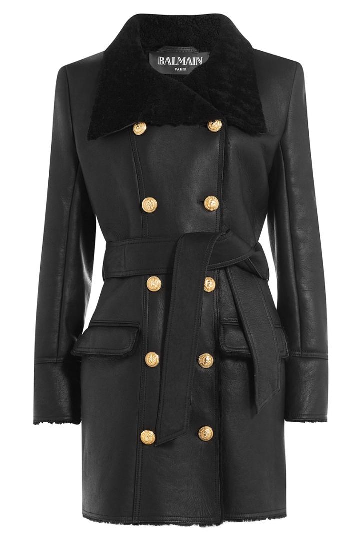 Balmain Balmain Shearling Coat - Black